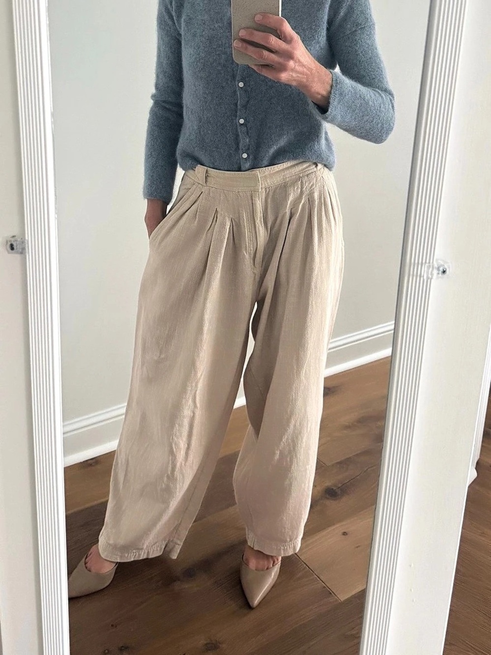 Free People Wide Leg 100% Cotton Pants in khaki Size 0